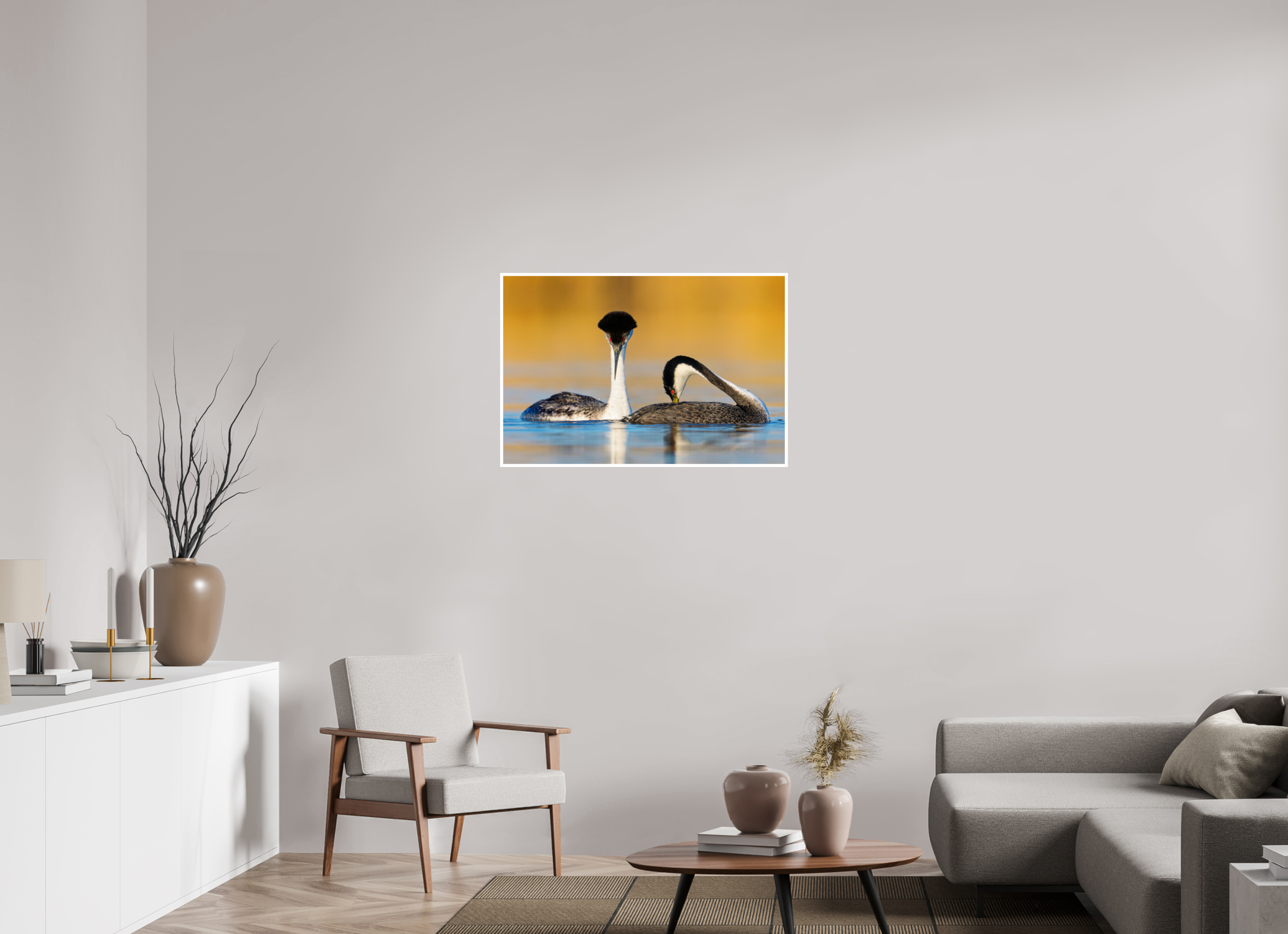 36 x 24″, Hahnemuhle FineArt Baryta Pair of Western Grebes in Courtship